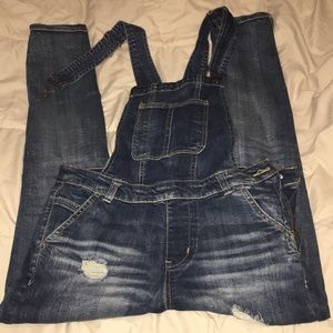 Ripped Jean Overalls
